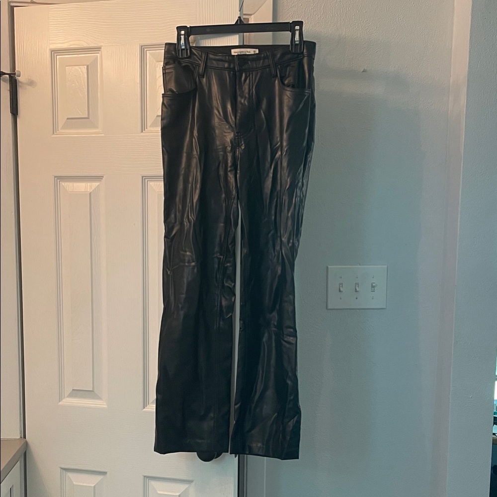 Abercrombie & Fitch Black Vegan Faux Leather High-Rise Pants
